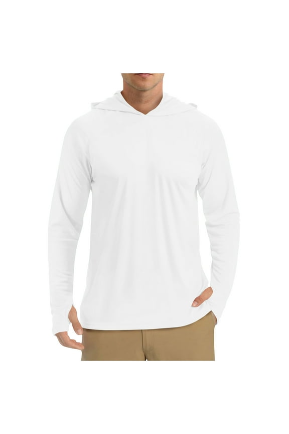 Hoodies for Men Long Sleeve with Thumb Holes Lightweight Breathable Pullover Casual Sunproof Comfy Tops