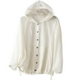 thumbnail image 1 of tarylea Hoodies for Women Drawstring Button down Sunproof Pullover Long Sleeve Lightweight Shirt with Pockets Casual Athletic Tops, 1 of 8