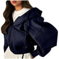 thumbnail image 1 of tarylea Hoodies for Women Full Zipper Drawstring Crop Tops Solid Color Loose Sweatshirts with Pockets Casual Dressy Fall Tops, 1 of 4