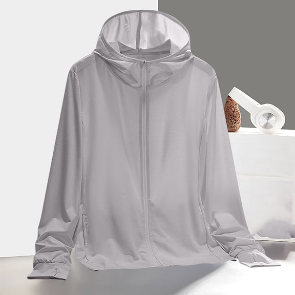 tarylea Hoodies for Women Full Zipper Solid Color Jackets with Pockets Lightweight Loose Shirts with Thumb Holes Casual Breathable Sunproof Tops