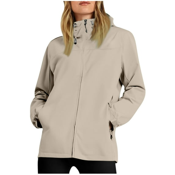 tarylea Hoodies for Women High Neck Full Zipper Jackets Solid Color Elastic Cuff Tops with Pockets Casual Waterproof Outdoor Tops