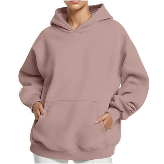 tarylea Hoodies for Women Oversized Long Sleeve Sweatshirt with Pocket Solid Color Pullover Casual Loose Basic Dailywear Tops