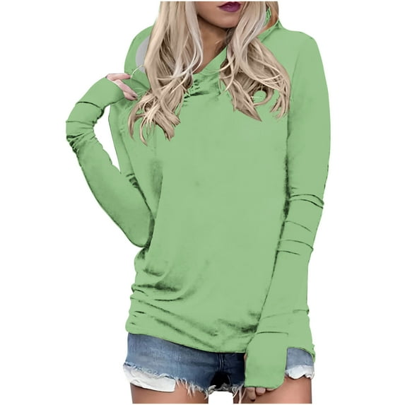 tarylea Hoodies for Women Plus Size Long Sleeve Sweatshirt with Thumb Holes Solid Color Fitting Pullover Casual Fall Outwear Trendy Tops