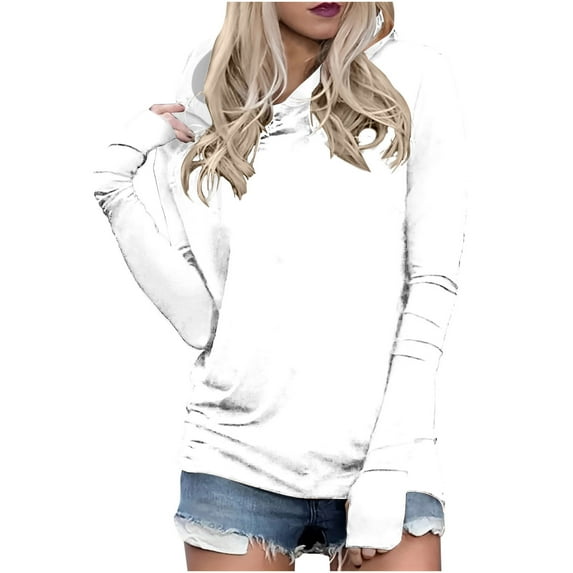 tarylea Hoodies for Women Plus Size Long Sleeve Sweatshirt with Thumb Holes Solid Color Fitting Pullover Casual Fall Outwear Trendy Tops