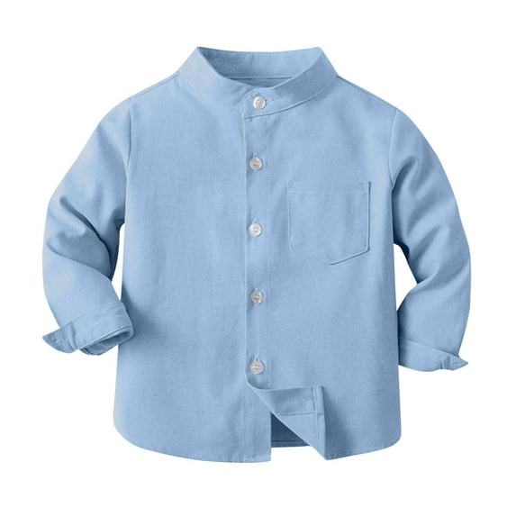 tarylea Infant Baby Boys Button down Shirts Long Sleeve Dressy Shirt Toddler Kids Clothes with Pocket