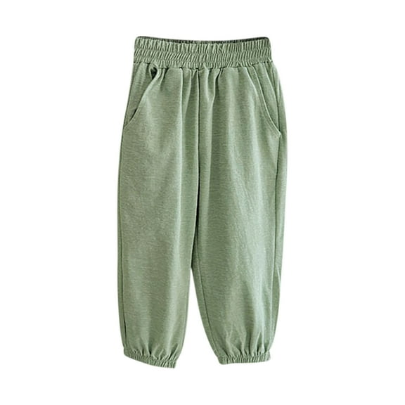 tarylea Infant Baby Girls Boys Pants Elastic Waist Cinch Bottom Pants Solid Color Loose Trouser with Pockets Casual Comfy Summer Outwear Dailywear Toddler Pants for 12 Months-11 Years