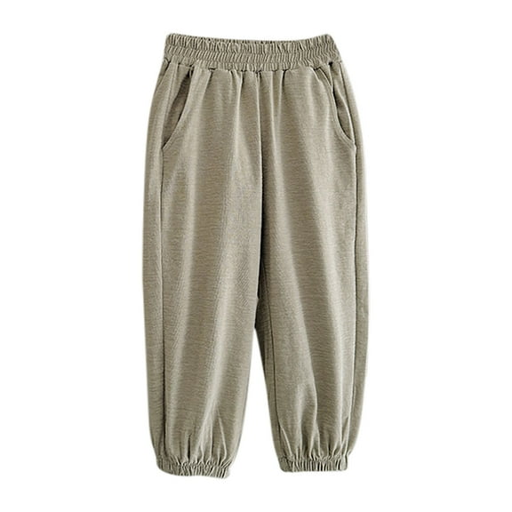 tarylea Infant Baby Girls Boys Pants Elastic Waist Cinch Bottom Pants Solid Color Loose Trouser with Pockets Casual Comfy Summer Outwear Dailywear Toddler Pants for 12 Months-11 Years