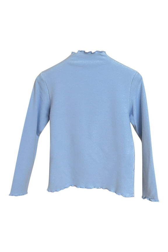 Infants Baby Girl Clothes High Neck Long Sleeve Ruffled Undershirts Solid Color Comfy Fall Tops Casual Breathable Trendy Tops for 6 Months-10 Years