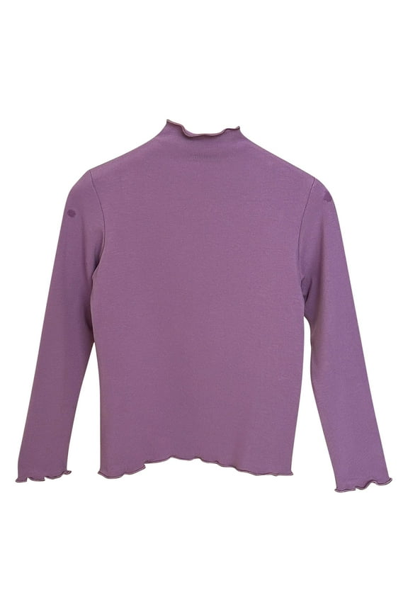 Infants Baby Girl Clothes High Neck Long Sleeve Ruffled Undershirts Solid Color Comfy Fall Tops Casual Breathable Trendy Tops for 6 Months-10 Years