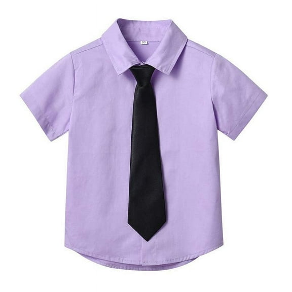 tarylea Kids Clothes for Infant Girls Boys Turn down Collar Button down Shirts Short Sleeve Candy Color Tops with Tie Casual Trendy Summer Tops for 3 Months-6 Years