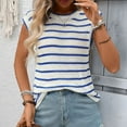 thumbnail image 1 of tarylea Knitted Tank Tops for Women Striped Sleeveless Crew Neck T-Shirts Casual Loose Summer Color Blocked Tee Tops, 1 of 9