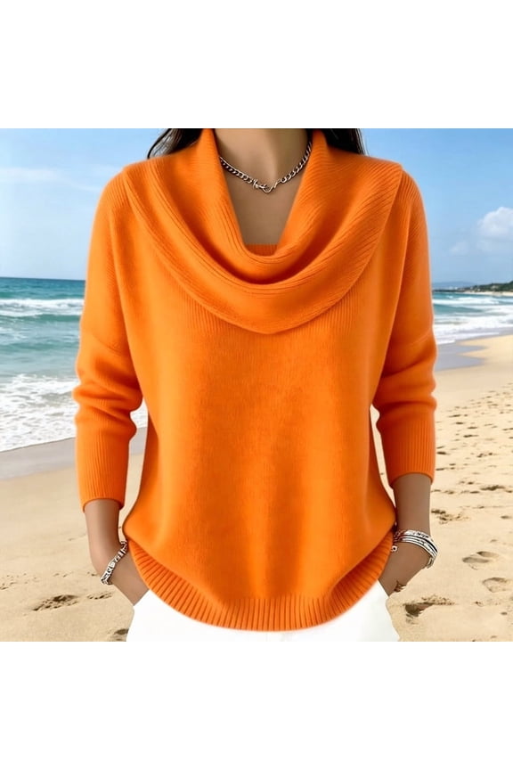 Knitted Tops for Women Long Sleeve Cowl Neck Sweater Tops Casual Loose Fall Winter Comfy Pullover Tops