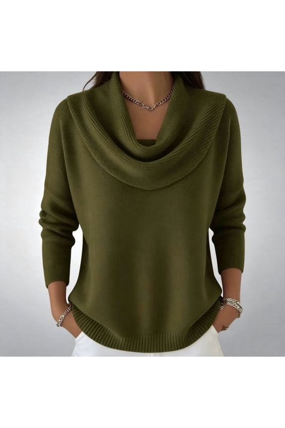 Knitted Tops for Women Long Sleeve Cowl Neck Sweater Tops Casual Loose Fall Winter Comfy Pullover Tops
