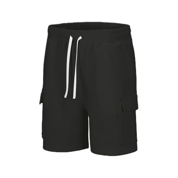 tarylea Men's Cargo Shorts Elastic Waist Drawstring Shorts Solid Color Knee Length Shorts with Pockets Casual Loose Summer Comfy Shorts