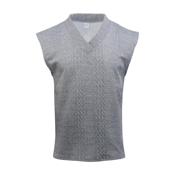 tarylea Men's Knitted Shirts Deep V Neck Sleeveless Sweater Vests Solid Color Loose Shirts Casual Trendy Cute Outwear Tops
