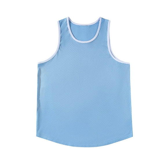 tarylea Men's Tank Tops Scoop Neck Sleeveless Mesh Shirts Solid Color Breathable Lightweight Tops Casual Loose Summer Comfy Tops
