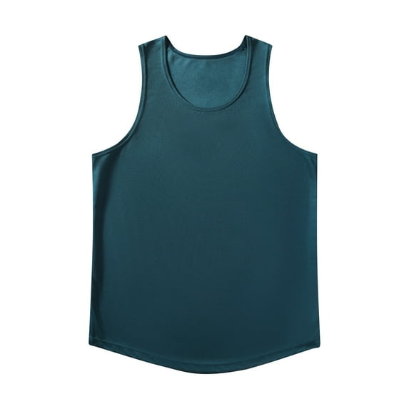 tarylea Men's Tank Tops Scoop Neck Sleeveless Mesh Shirts Solid Color Breathable Lightweight Tops Casual Loose Summer Comfy Tops