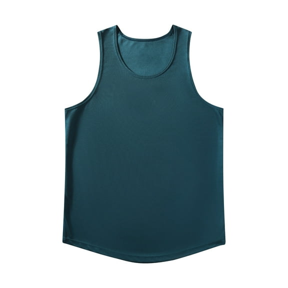 tarylea Men's Tank Tops Scoop Neck Sleeveless Mesh Shirts Solid Color Breathable Lightweight Tops Casual Loose Summer Comfy Tops