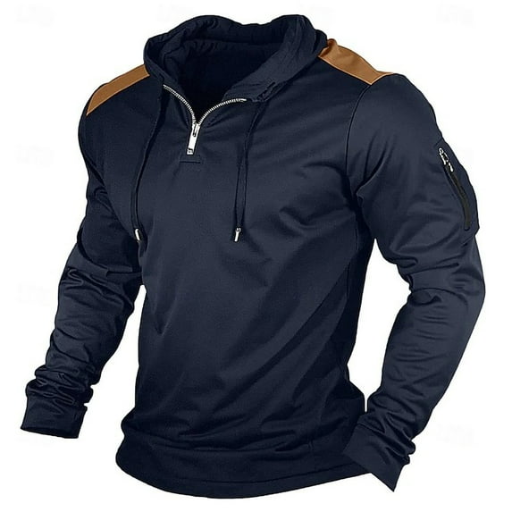 tarylea Mens Hoodies Top Long Sleeve Zip up Color Blocked Drawstring Pullover Casual Comfy Fall Sweatshirts Tops