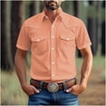 thumbnail image 1 of tarylea Mens Shirts Short Sleeve Turn down Collar Button down Tops Casual Summer Solid Color Tops with Pockets, 1 of 6