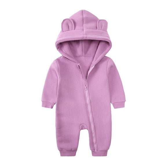 tarylea Newborn Baby Clothes Unisex Hoodies Romper Full Zipper Solid Color Bodysuit Casual Comfy Fall Jumpsuit