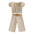 thumbnail image 1 of tarylea Newborn Infant Girls Clothes Puff Short Sleeve Crop Top Wide Leg Pants 2Pc Summer Outfits, 1 of 8