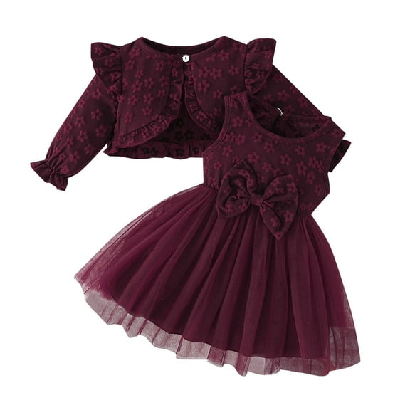 tarylea Newborn Infant Girls Skirts Sets Ruffle Long Sleeve Crop Cardigans Sleeveless Bowknot Midi Dresses Cute Summer Outfits
