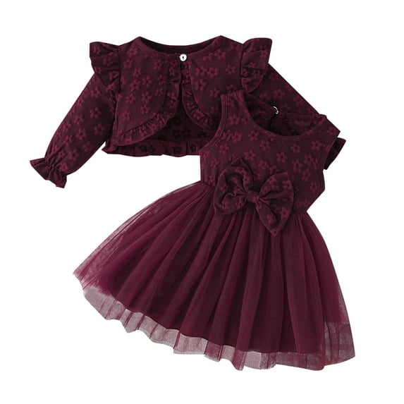 tarylea Newborn Infant Girls Skirts Sets Ruffle Long Sleeve Crop Cardigans Sleeveless Bowknot Midi Dresses Cute Summer Outfits