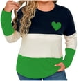 thumbnail image 1 of tarylea Ocer Size Tops for Women Color Blocked Crew Neck Tshirts Long Sleeve Casual Loose Dailywear Homewear, 1 of 2