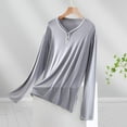 thumbnail image 1 of tarylea Pajama Tops for Women Long Sleeve V Neck Button T-Shirts Casual Loose Comfy Fall Loungewear Tops, 1 of 2