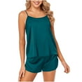 thumbnail image 1 of tarylea Pajamas for Women Set Spaghetti Strap Sleeveless Square Neck Tank Top Elastic Waist Shorts Solid Color Loose Summer Suits Casual Comfy Loungewear, 1 of 5