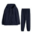 thumbnail image 1 of tarylea Pajamas for Women Set Full Zipper Drawstring Hoodies Elastic Waist Cinch Bottom Pants Solid Color Plush Winter Suits Casual Warm Homewear, 1 of 3