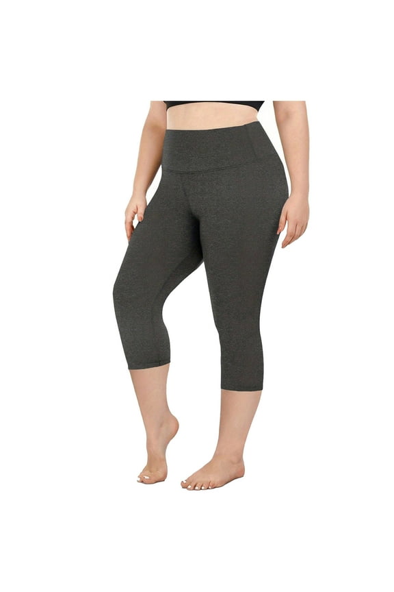 Plus Size Capri Leggings for Women with Pockets Butt Lifting High Waisted Yoga Pants Belly Control Workout Cropped Tights