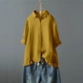 thumbnail image 1 of tarylea Plus Size Cotton Linen Tops for Women 3/4 Sleeve Button down Ruffled Lapel Shirts Casual Summer Lightweight Breathable Tops, 1 of 6