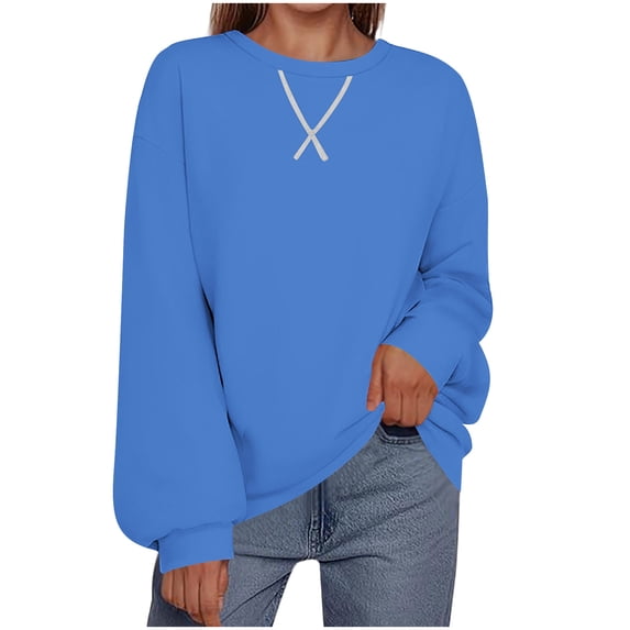 tarylea Plus Size Crew Neck Sweatshirt for Women Long Sleeve Plush Pullover Casual Loose Winter Comfy Tops with Pockets