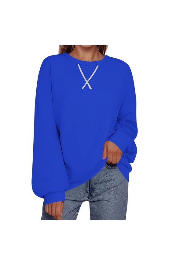 Plus Size Crew Neck Sweatshirt for Women Long Sleeve Plush Pullover Casual Loose Winter Comfy Tops with Pockets