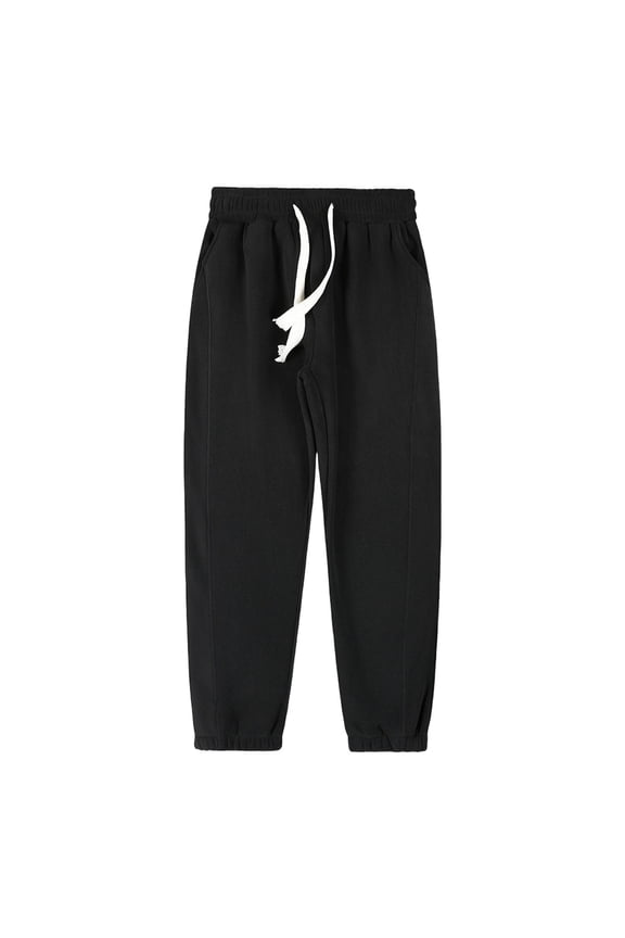 Plus Size Fleece Lined Pants for Men Cinch Bottom Elastic Waist Drawstring Trousers Casual Warm Winter Dailywear Pants