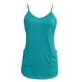 thumbnail image 1 of tarylea Plus Size Going out Tops for Women Spaghetti Strap V Neck Camisole Solid Color Fitted Tops with Pockets Casual Cute Summer Tank Tops, 1 of 1