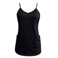 thumbnail image 1 of tarylea Plus Size Going out Tops for Women Spaghetti Strap V Neck Camisole Solid Color Fitted Tops with Pockets Casual Cute Summer Tank Tops, 1 of 1