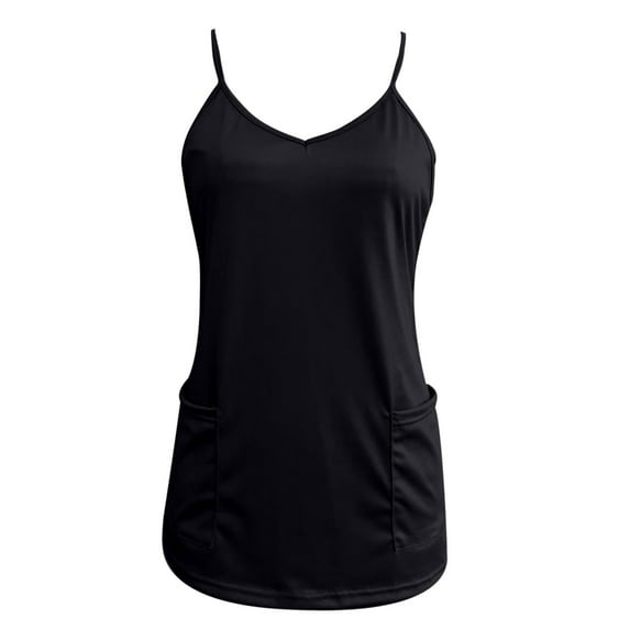 tarylea Plus Size Going out Tops for Women Spaghetti Strap V Neck Camisole Solid Color Fitted Tops with Pockets Casual Cute Summer Tank Tops