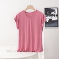 thumbnail image 1 of tarylea Plus Size Pajama Tops for Women Short Sleeve V Neck Solid Color T-Shirts Casual Loose Comfy Summer Lounge Tops, 1 of 3