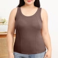 thumbnail image 1 of tarylea Plus Size Tank Tops for Women Ribbed Sleeveless Built in Bra Round Neck Slim Fitted Tops Casual Summer Comfy Tanks, 1 of 9