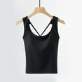 thumbnail image 1 of tarylea Plus Size Tank Tops for Women Sleeveless Built in Bra Cross Back Slim Fitted Crop Tops Casual Summer Stretch Tanks, 1 of 7