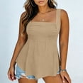 thumbnail image 1 of tarylea Plus Size Tank Tops for Women Sleeveless Square Neck Ruched Front Fitted Tee Tops Casual Summer Trendy T-Shirts, 1 of 7