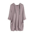 thumbnail image 1 of tarylea Plus Size Tops for Women Drawstring Long Sleeve Hoodies Solid Color High Low Tunic with Pockets Loose Comfy Casual Wear, 1 of 3