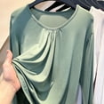 thumbnail image 1 of tarylea Plus Size Tops for Women Long Sleeve Scoop Neck Shirts Pleated Comfy Soft Blouse Casual Loose Fall Dailywear Tops, 1 of 4