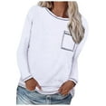 thumbnail image 1 of tarylea Plus Size Tops for Women Scoop Neck Long Sleeve Shirts Solid Color Chest Pockets Casual Loose Fall Basic Comfy Tops, 1 of 6