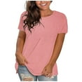 thumbnail image 1 of tarylea Plus Size Tops for Women Short Sleeve Crew Neck T-Shirt Casual Loose Summer Basic Solid Color Tops, 1 of 4
