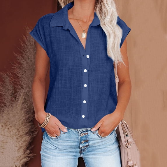 tarylea Plus Size Tops for Women Turn down Collar Button down Shirts Short Sleeve Irregular Hem Solid Color Tunic Casual Summer Lightweight Tops