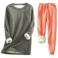 thumbnail image 1 of tarylea Plus Size Womens Warm Fleece Lined 2 Piece Outfit Long Sleeve Crewneck Pullover Cinch Bottom Drawstring Jogger Casual Winter Lounge Set, 1 of 2